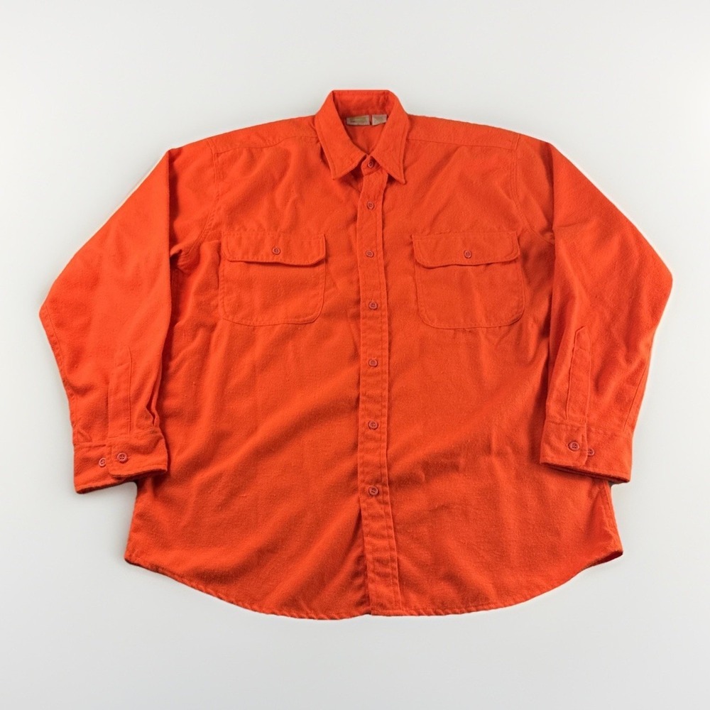 Five Brothers Blaze Orange Flannel Mens L Hunting Visibility Long Sleeve READ